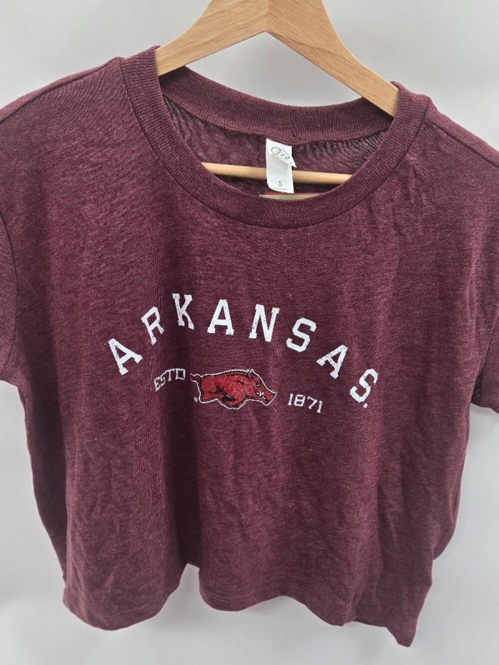 Alternative Apparel Arkansas Razorbacks Burgundy Retro Crop Top Size Small